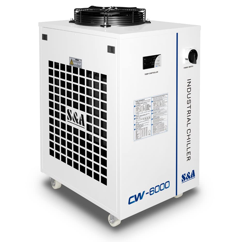 S&A CW-6000DN Industrial Water Chiller 14L, 1.52HP, AC 1P 110V, 60Hz, 3000W Cooling Capacity