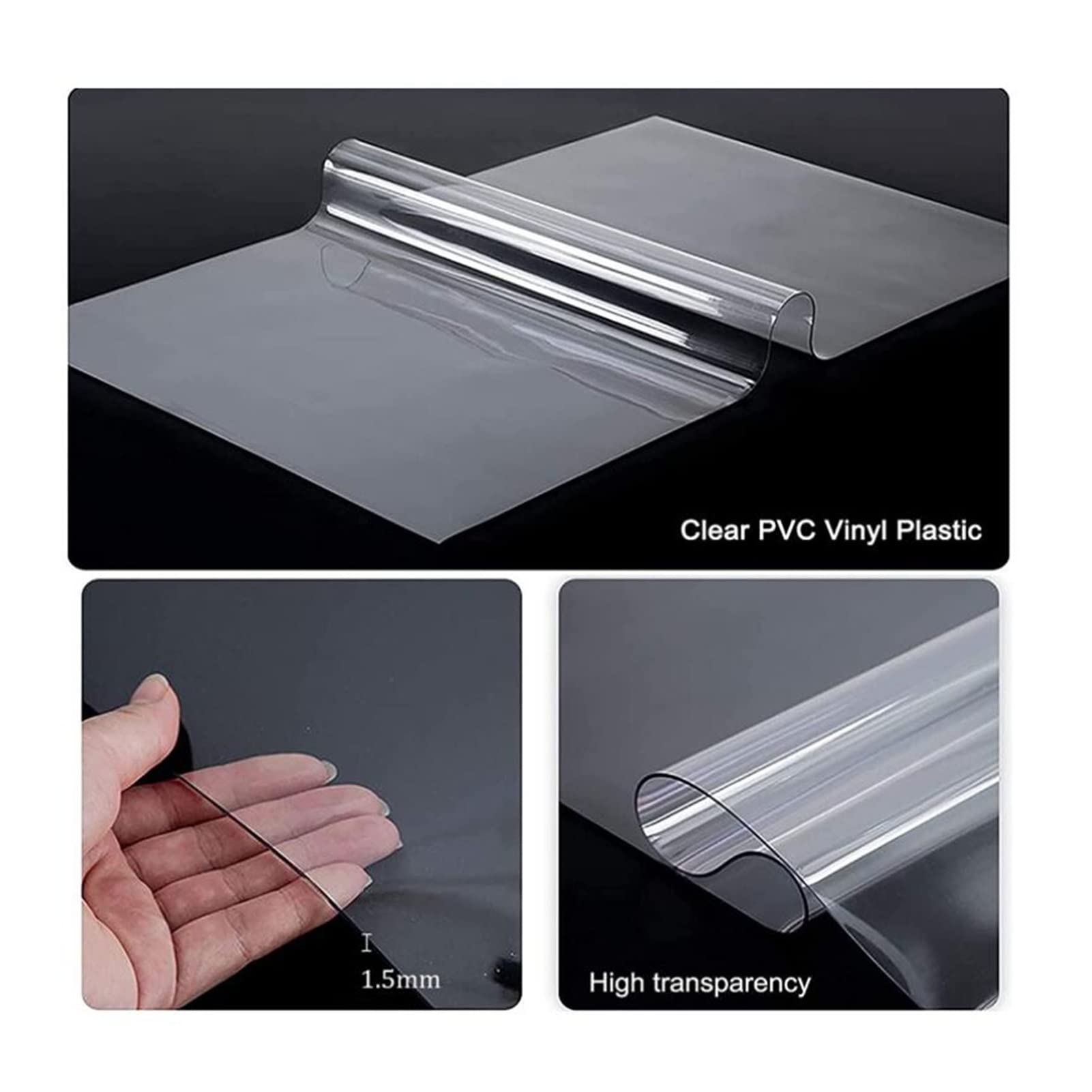 Tapis de protection de sol en PVC transparent antidérapant de 1,5 mm pour bureau et maison, tapis de bureau imperméable pour bois dur et moquette, disponible en plusieurs largeurs : 60/80/90/100/120