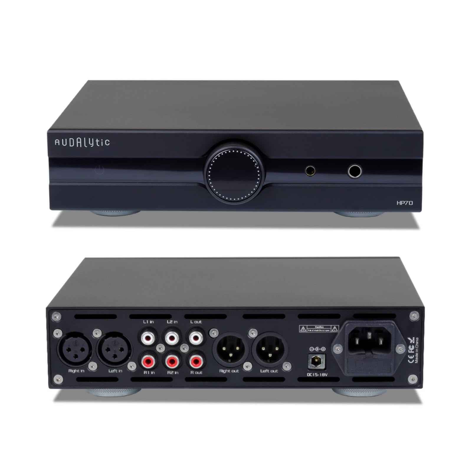 Audalytic HP70 - Amplificatore per cuffie discreto completamente simmetrico, LME49720 Dual OP Class A, 2 ingressi RCA/XLR, uscita cuffie da 4,4 mm/6,35 mm, preamplificatore di uscita XLR, colore: Nero
