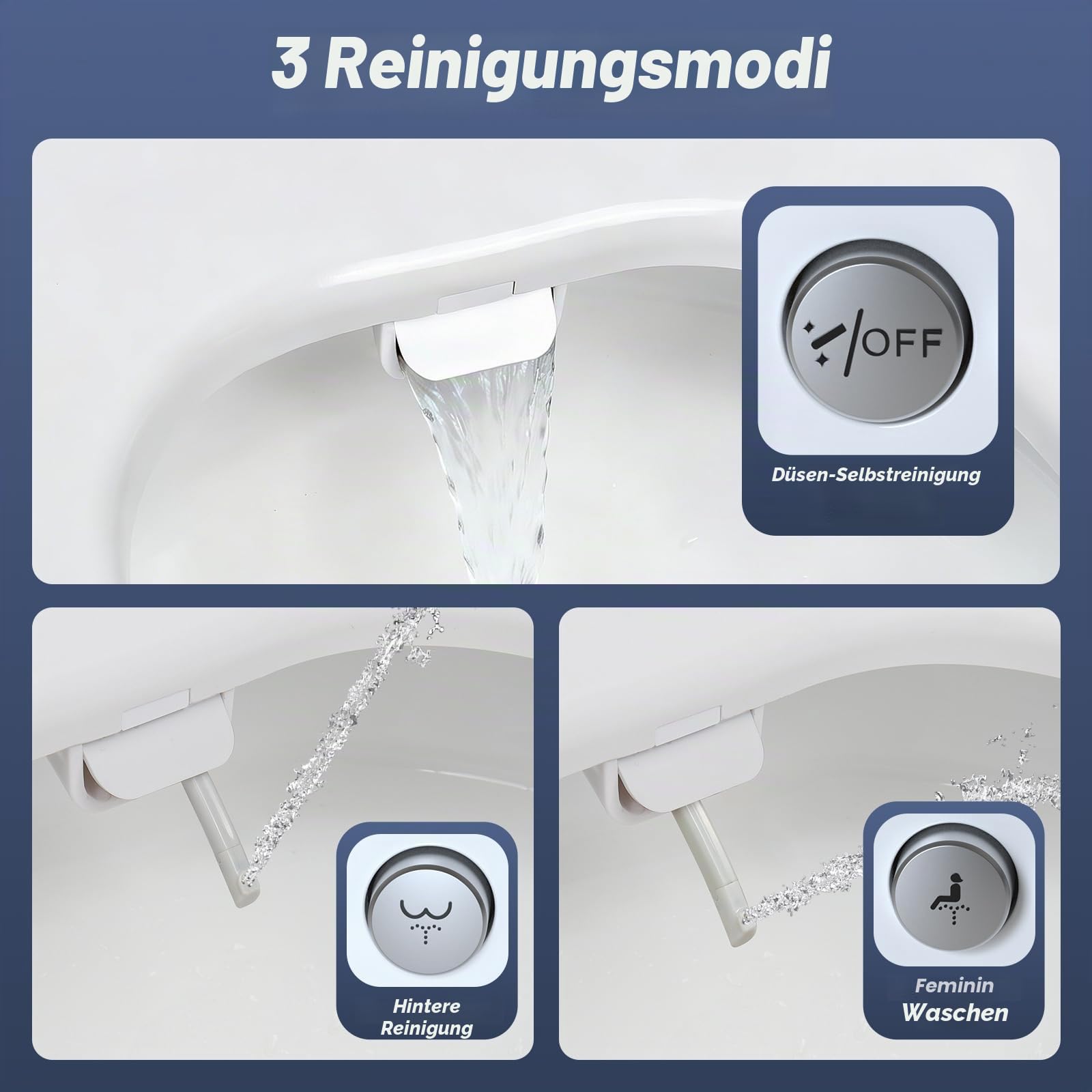 SAMODRA WC Sitz D Form mit Absenkautomatik - Bidet Toilettensitz - Dusch WC Aufsatz Bidet Japanische Toilette - - Nicht Elektrischen Bidet Aufsatz Selbstreinigenden Doppeldüsen