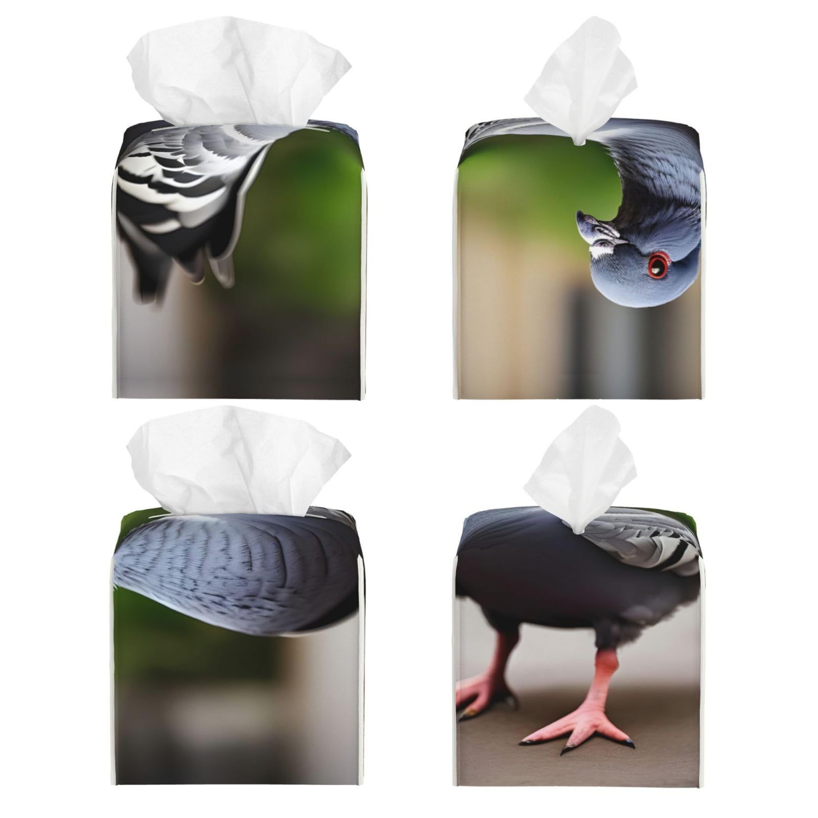 Grey Pigeon Premium Double-Sided Leather Tissue Box - Waterproof