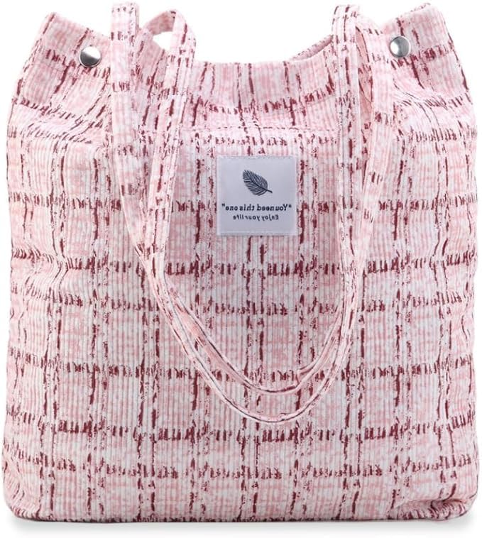 Image of Lyrovo Women Corduroy Shoulder Tote Bag for Work Beach Travel and Shopping Grocery