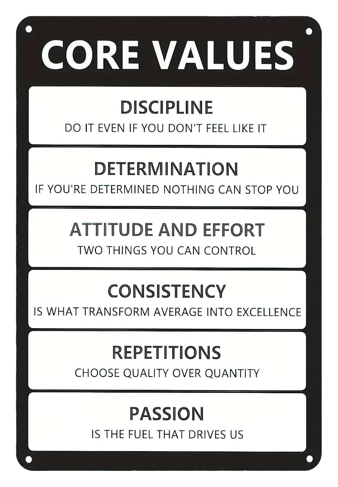 MQXFCZUX Rustic Core Values Sign Retro Metal Tin Plaque Motivational Saying for Home Decor Office Gym Bar or Workshop 8 X 12 inch
