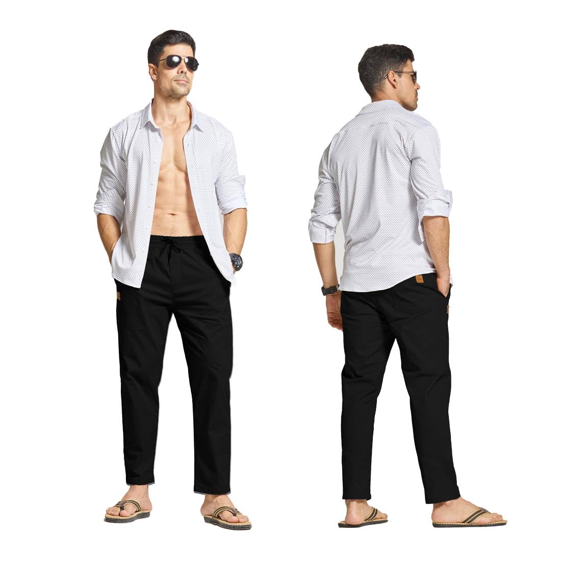 JustSun Hosen Herren Cargo Chino Hose Freizeithose Herren Elastische Taille mit Kordelzug
