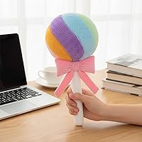 Vista 4 de LUOZZY Almohada de felpa con forma de piruleta de caramelo falso, cojín lindo para sofá, dormitorio, sala de estar