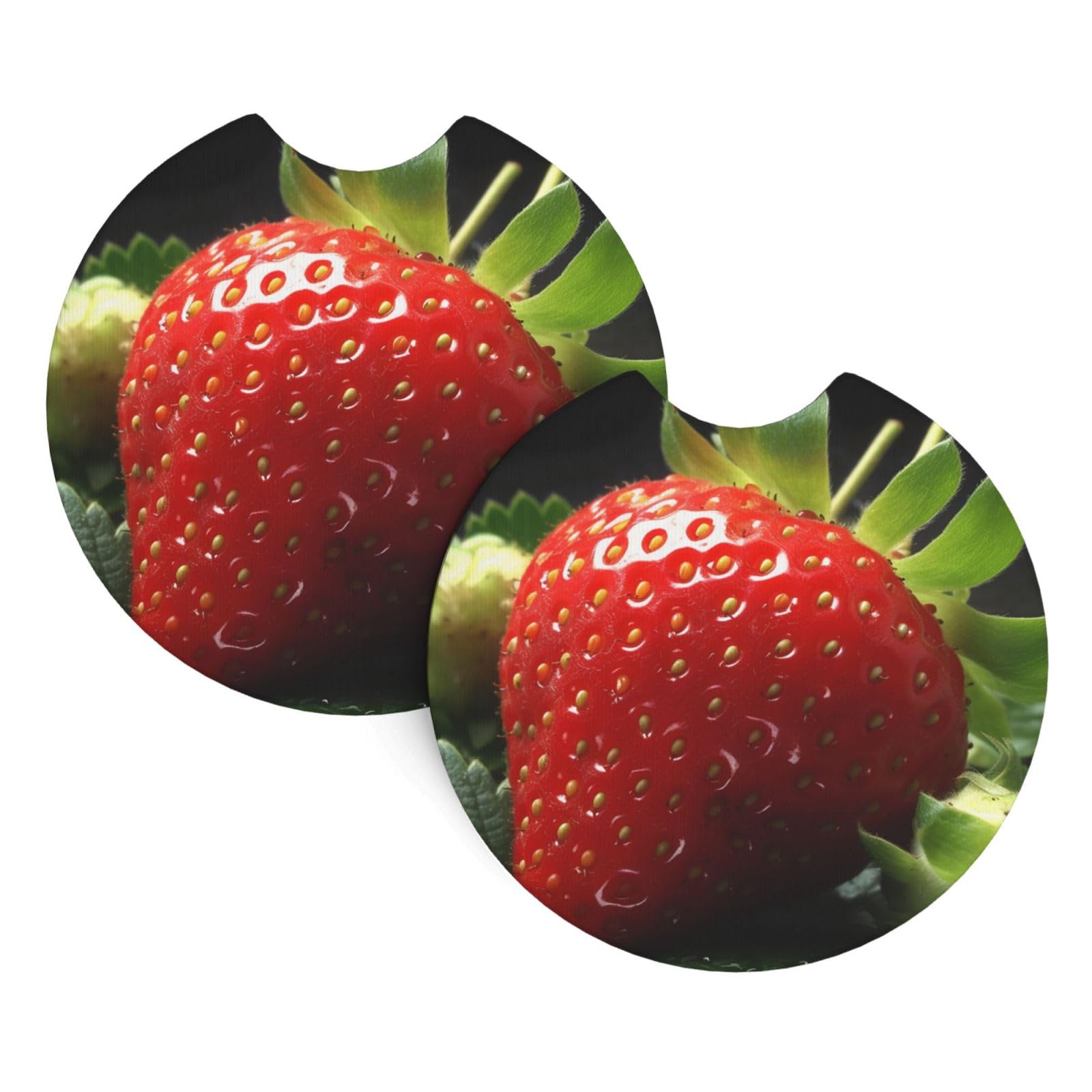 2 Pack Car Coaster for Cup Holders Fruit Strawberry Car Cup Coaster 2.7" Neoprene Non-Slip Automotive Cup Mat Universal Auto Car Interior Accessories for Women Men Cup Pad