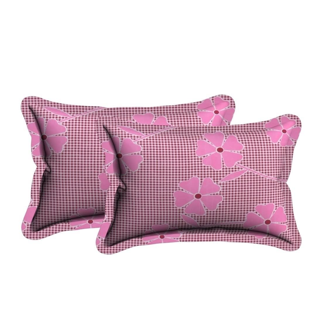 ViVAN : Era of Warmth & Comfort 180 TC Microfiber Super Soft Printed King Size Pillow Covers, Set of 2 Pcs (17X27 inches, (Light Pink)