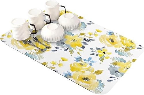 Miniatura 7 de Tapete de secado de platos botánico de otoño para encimera de cocina, súper absorbente, de secado rápido, tapete delgado para fregadero de