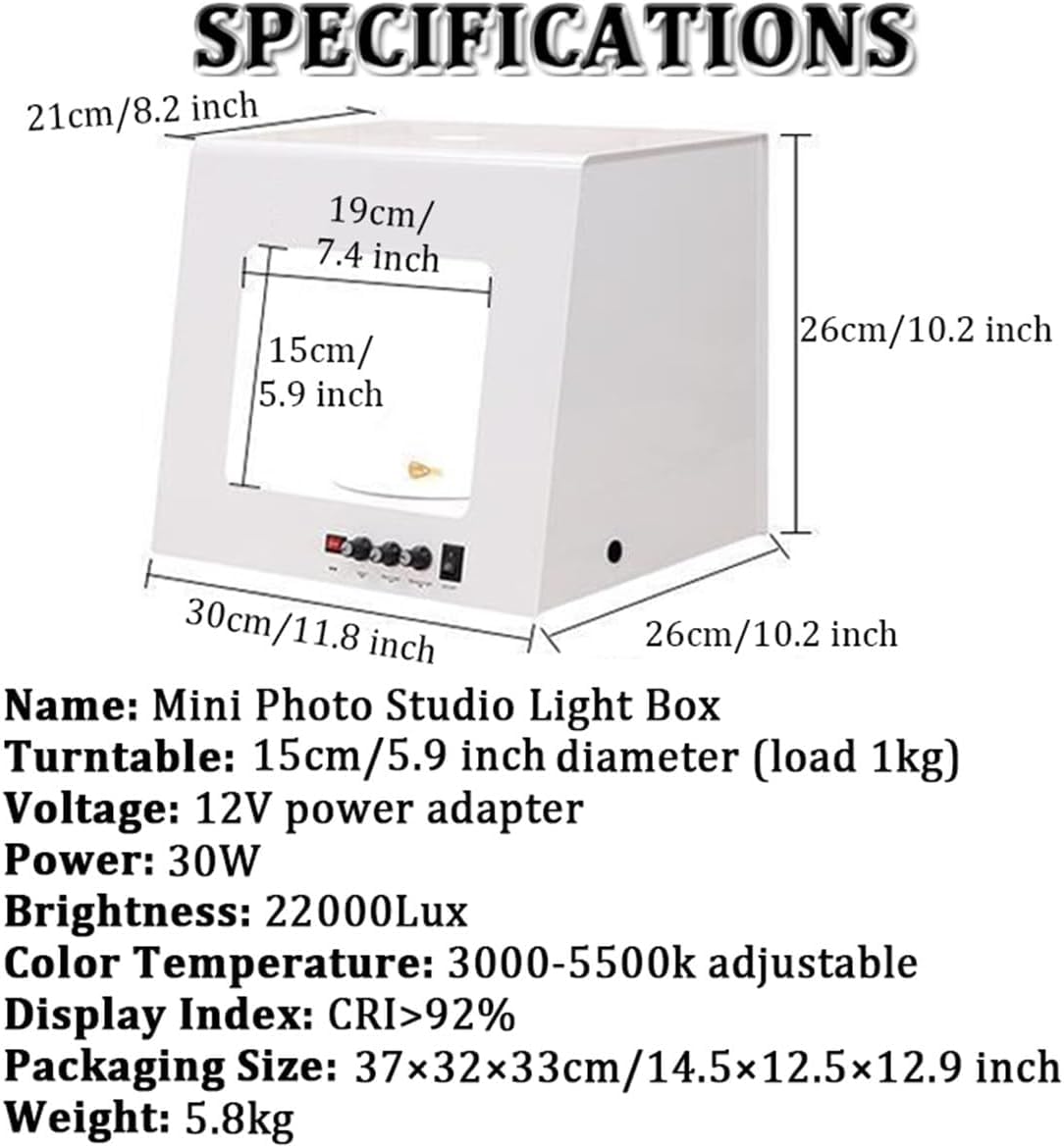 Caja de luz para fotografía, kit de tienda de campaña con luces LED ajustables de 3000 a 5500 K y filtros de estrella para fotografía de productos, soporta colgar o colocar joyas