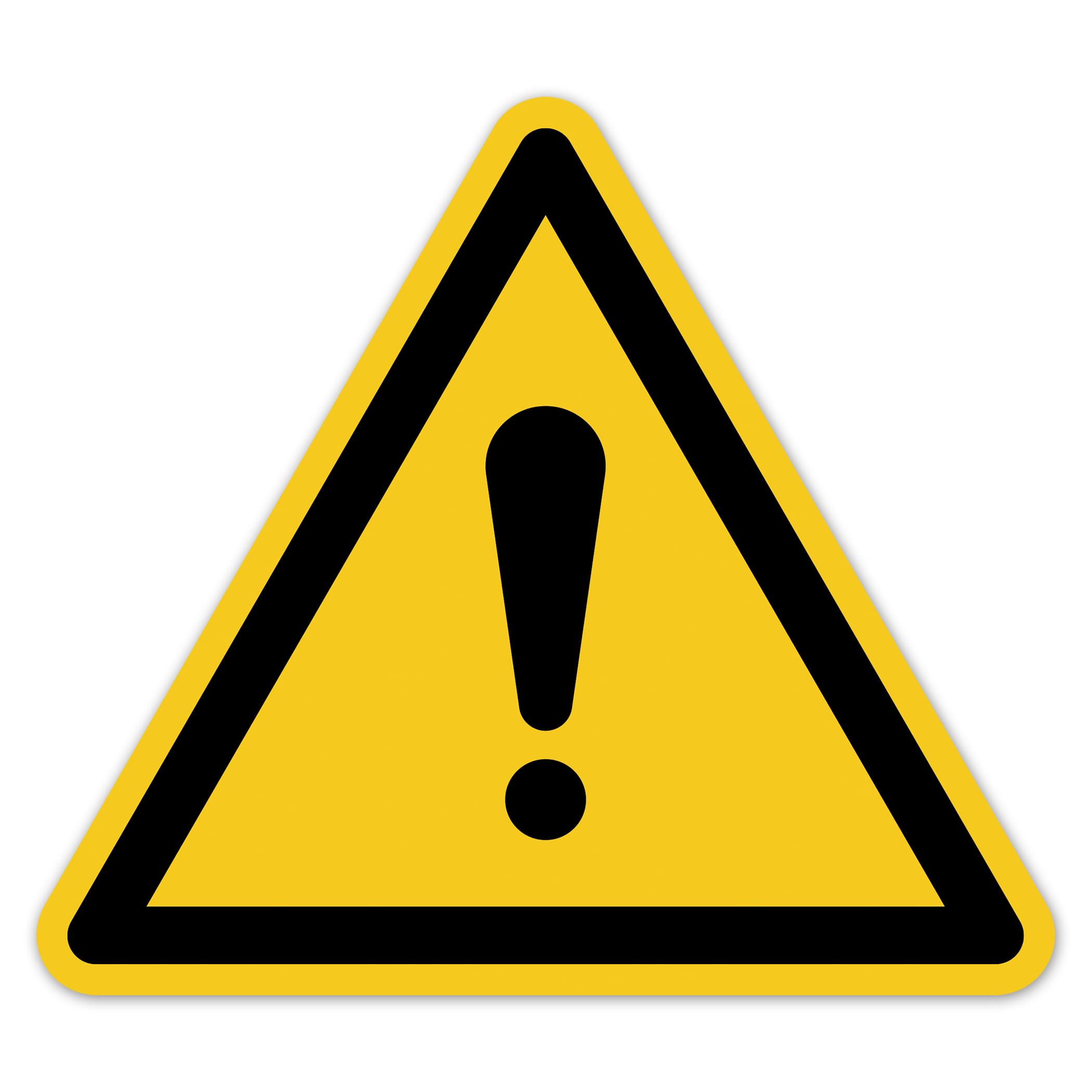 Señal de advertencia general – Señal de exclamación, símbolo de advertencia según DIN EN ISO 7010 ASR A1.3 W001 – Señal de advertencia de peligro para operaciones industriales máquinas LTI011