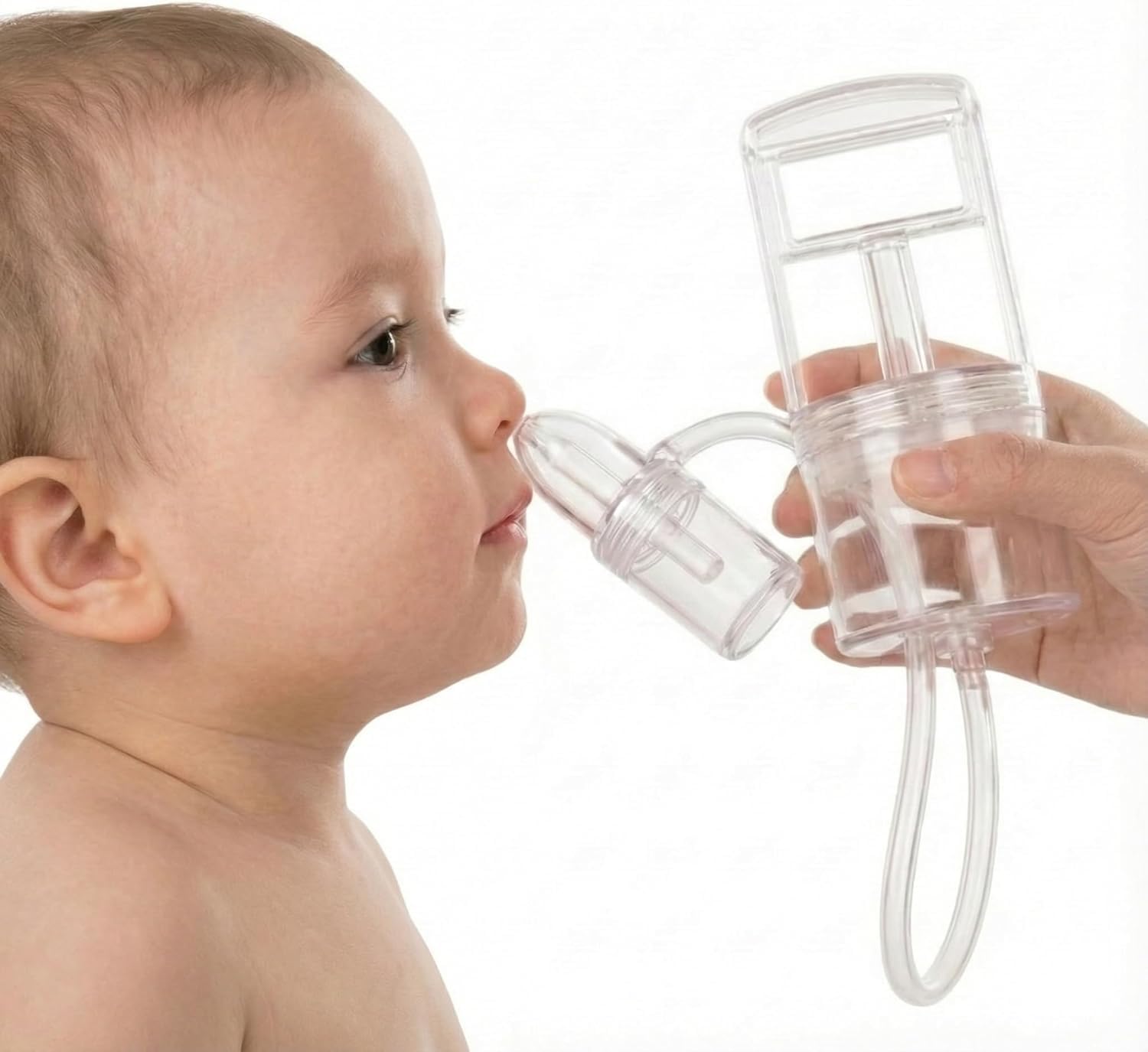 Aspirador Nasal Bebé Manual con Bomba – Sacamocos Potente e Higiénico sin Succión Bucal – Punta de Silicona Suave Antirreflujo – Limpieza Nariz Recién Nacido y Niño – Fácil de Lavar y Portátil