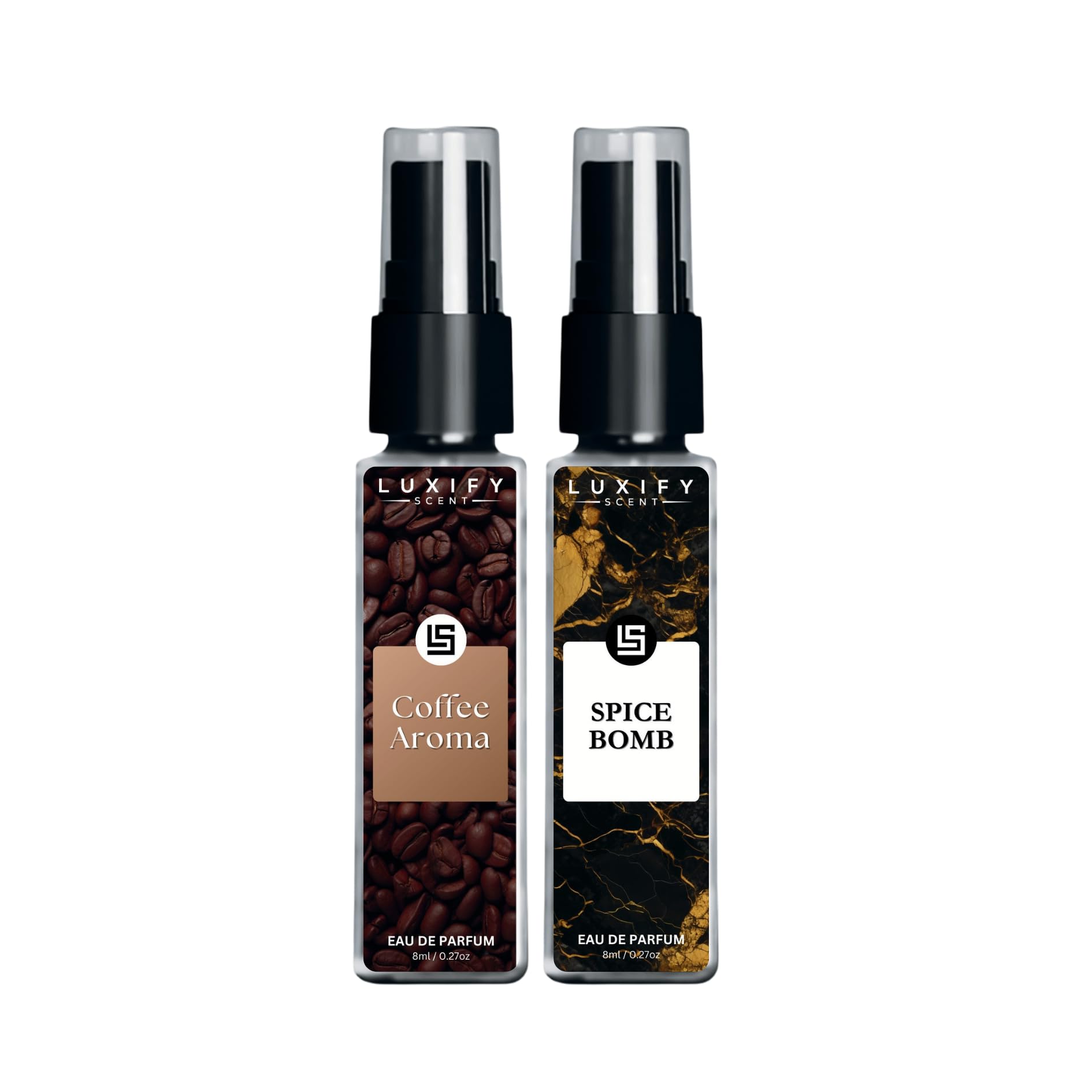 LUXIFY SCENT Coffee Aroma & Spice Bomb Eau De Parfum | Long-Lasting Fragrance | Scent for All Occasions, Travel Friendly Pocket Perfume | 8ml x 2