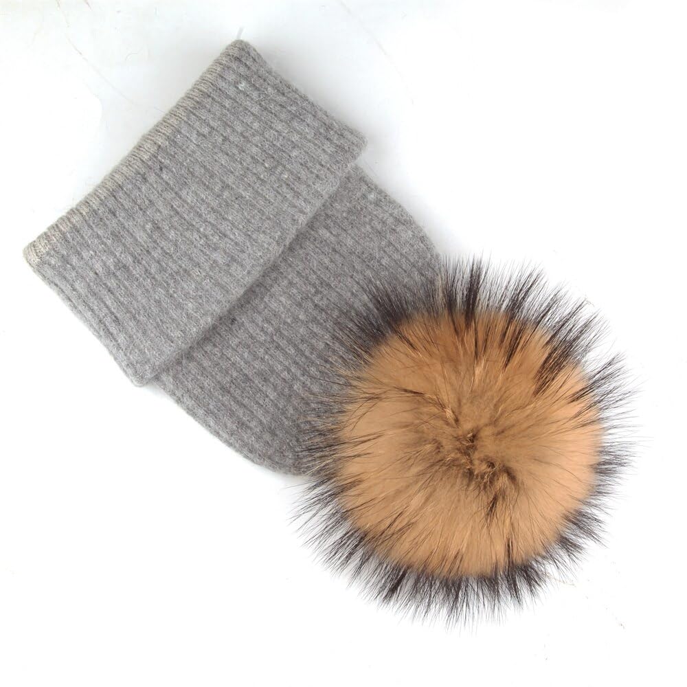 Bonnet d'hiver tricoté pour femme, bonnet à pompon (argenté, taille unique)