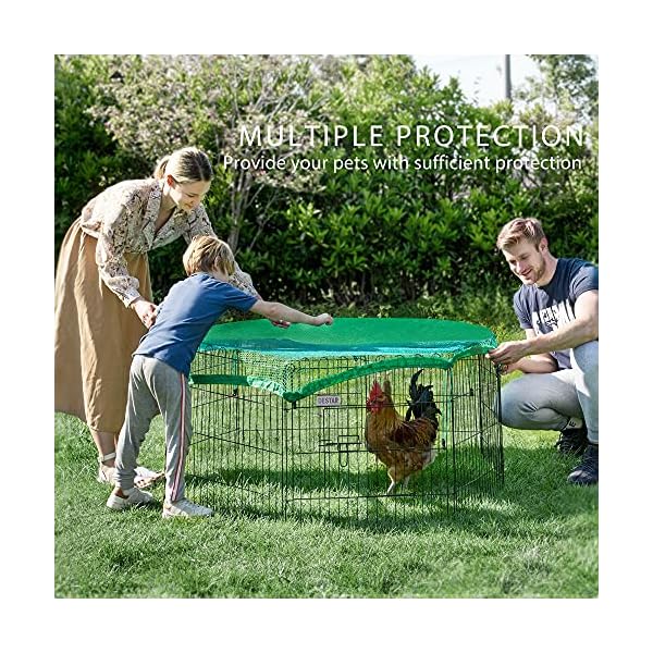 Destar 8 panel foldable outdoor backyard metal coop chicken cage enclosure duck rabbit cat crate playpen exercise pen with weather proof cover - image 3