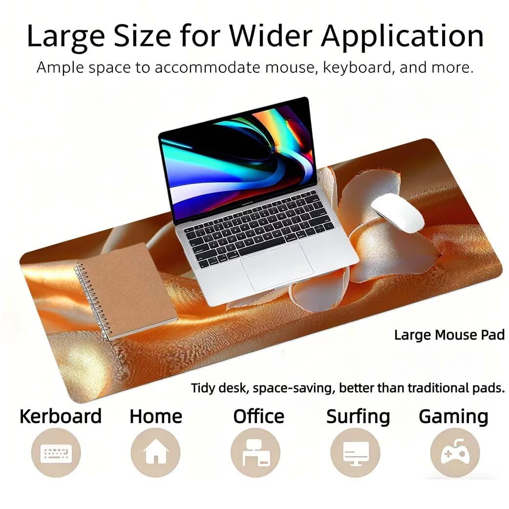 Lpfieonn Blume Großes Schreibtischunterlage, XXL Schreibtischunterlagen, Anlage XXL Wasserdicht Gaming Mousepad mit Vernähter Rand und Rutschfeste Gummibasis, für Laptop/Hause/Büro 120x60cm PF-2287