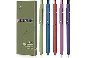 FIOVER 5Pcs Retro Gel Pens 0.5mm Pens