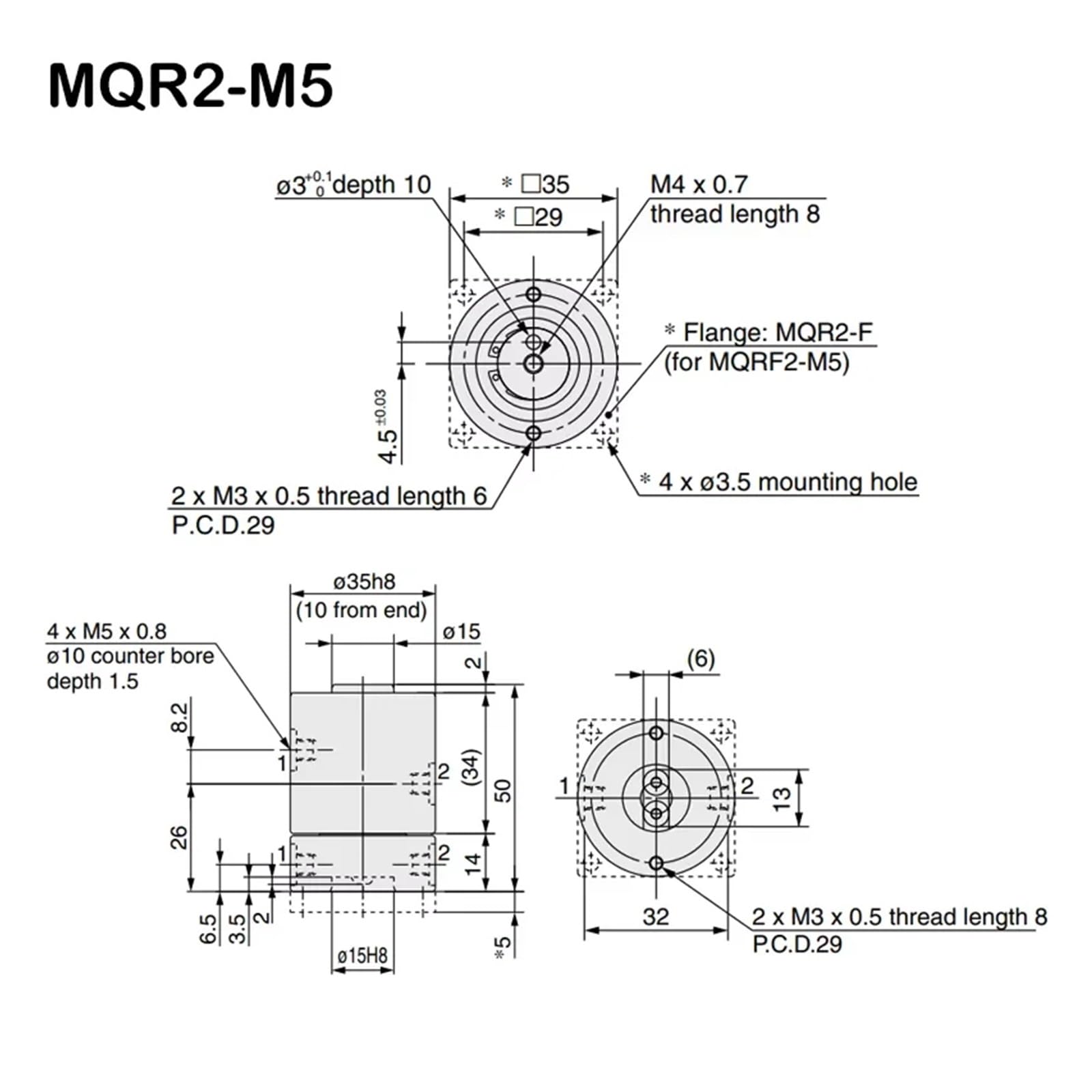Multi-Way Rotary Joint MQR Series M5 F Models for Fluid Pneumatic Transfer