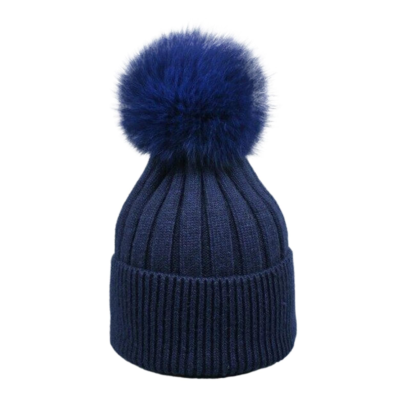 Gorros de Lana de Invierno para Mujer y Adultos, Gorros Casuales y cálidos de Moda (Talla única Azul Marino)