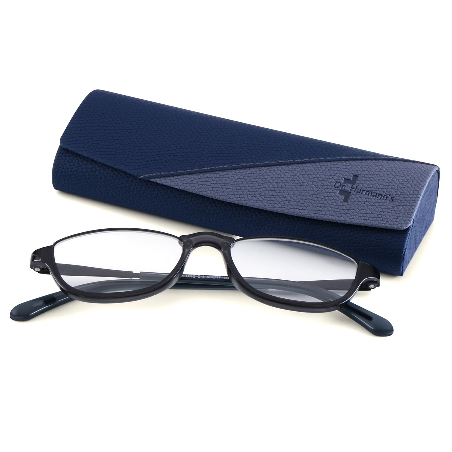 DR.HARMANN'S READING GLASSES® FULL RIM WITH METAL COMBINATION fitted with Anti Reflection Coating Lens (Model: iRead ONE ARC Transparent Grey with Black colour +3.00) 3