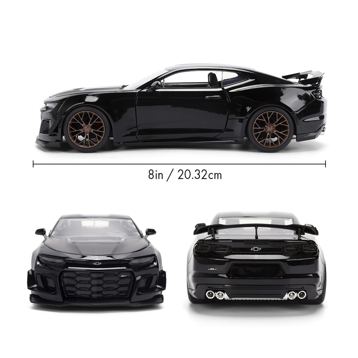 Jada Toys Fast and Furious Modellino Auto Chevrolet Camaro ZL1 1LE 2024 (19 cm) - Veicolo giocattolo in metallo con parti di apertura per fan e collezionisti a partire da 8 anni, nero