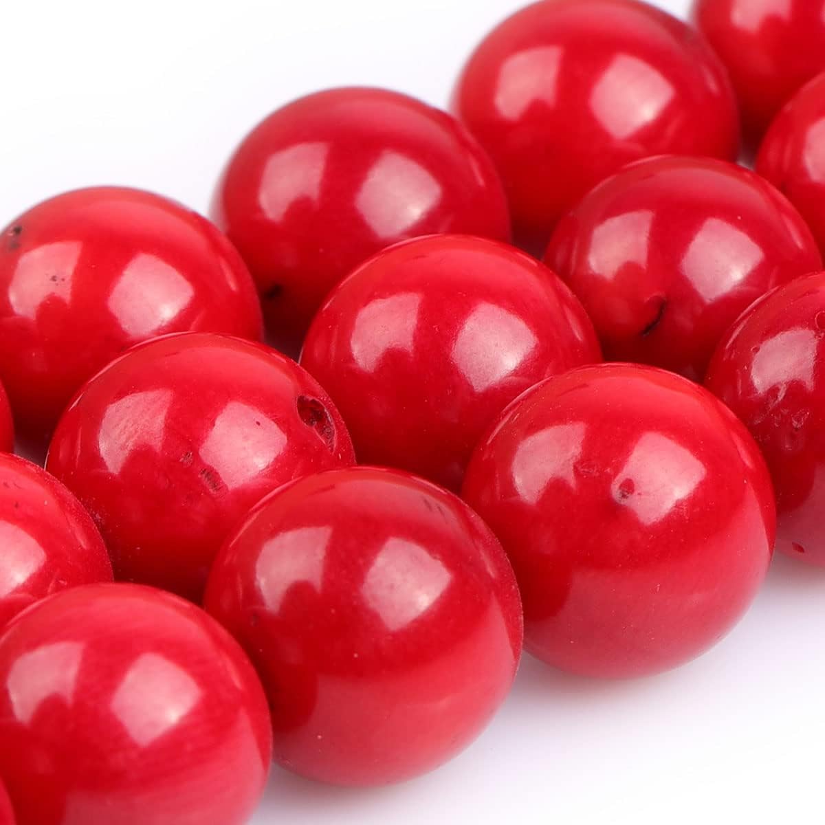 JOE FOREMAN 12mm Red Coral Round Beads for Jewelry Making Strand 15" Natural Stone Semi Precious Gemstone DIY Handmade Craft Supplies