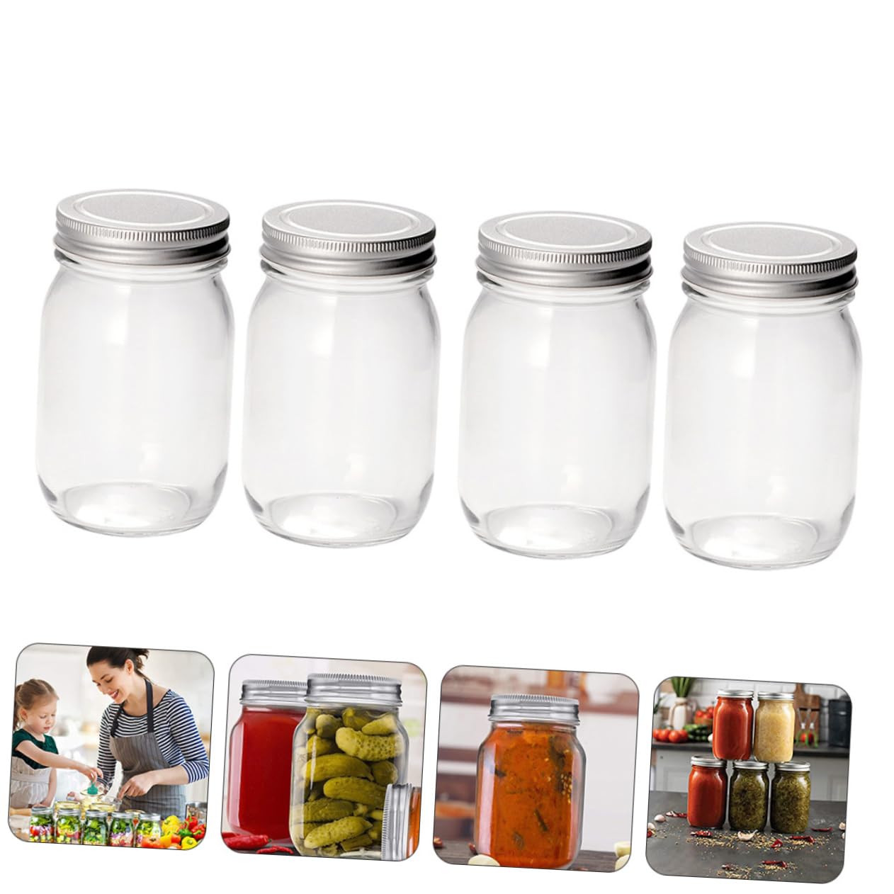 Glasgefäß 4 Stück mit Deckel für Erntedankfest Lebensmittelbehälter