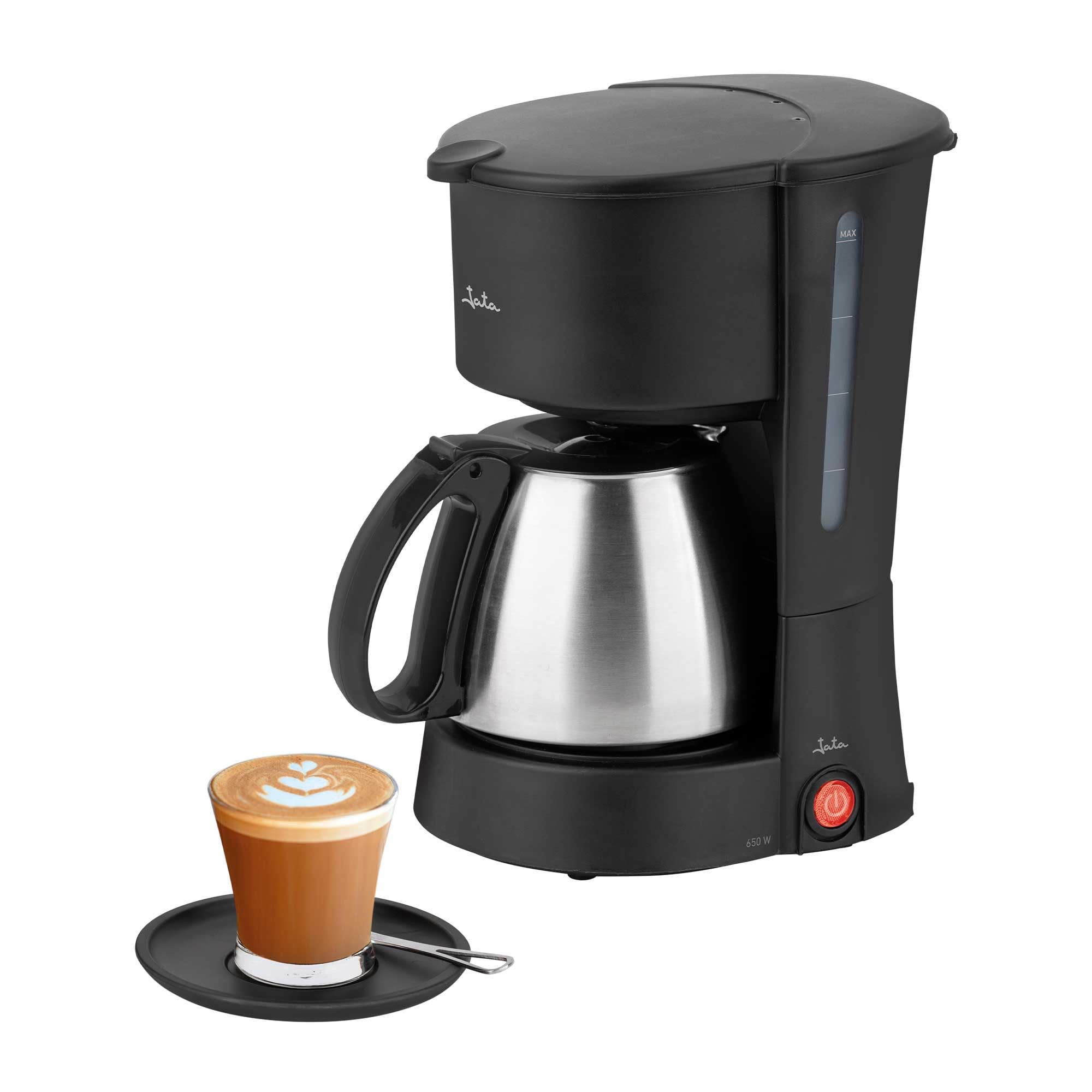 JATA JECA5503 - Cafetera de Goteo 2-8 Tazas con Jarra Inoxidable 650 ml, Filtro Permanente Lavable, Sistema Antigoteo, Depósito de Agua Graduado, Desconexión Automática, 650 W