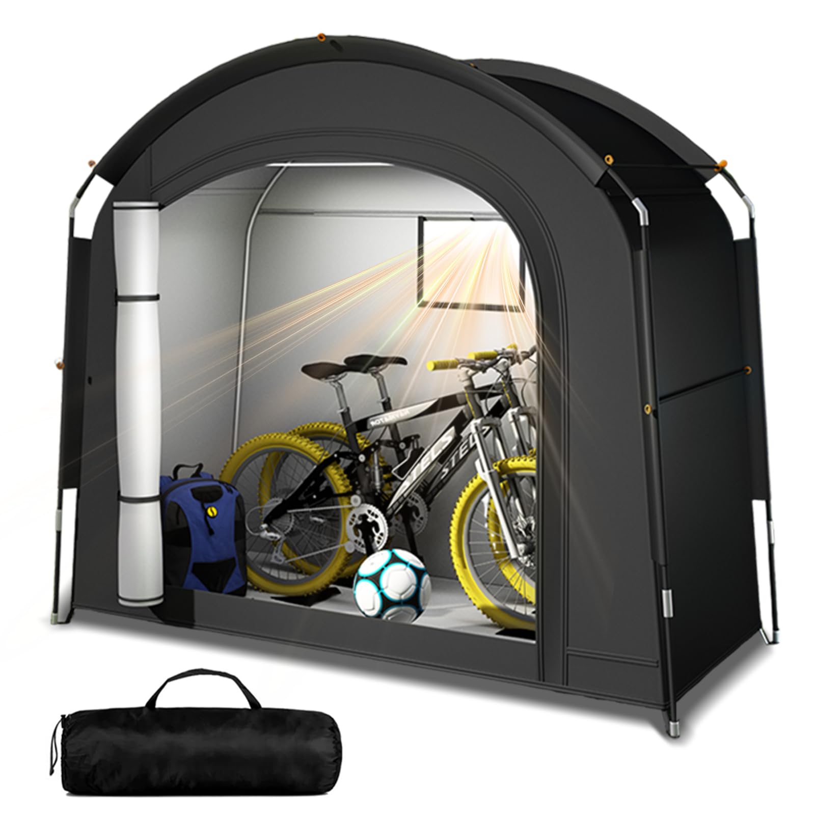 Garaje para 2 bicicletas, tienda impermeable para exteriores, resistente a los rayos UV, protección solar, jardín y funda protectora para bicicletas, 200 x 80 x 165 cm