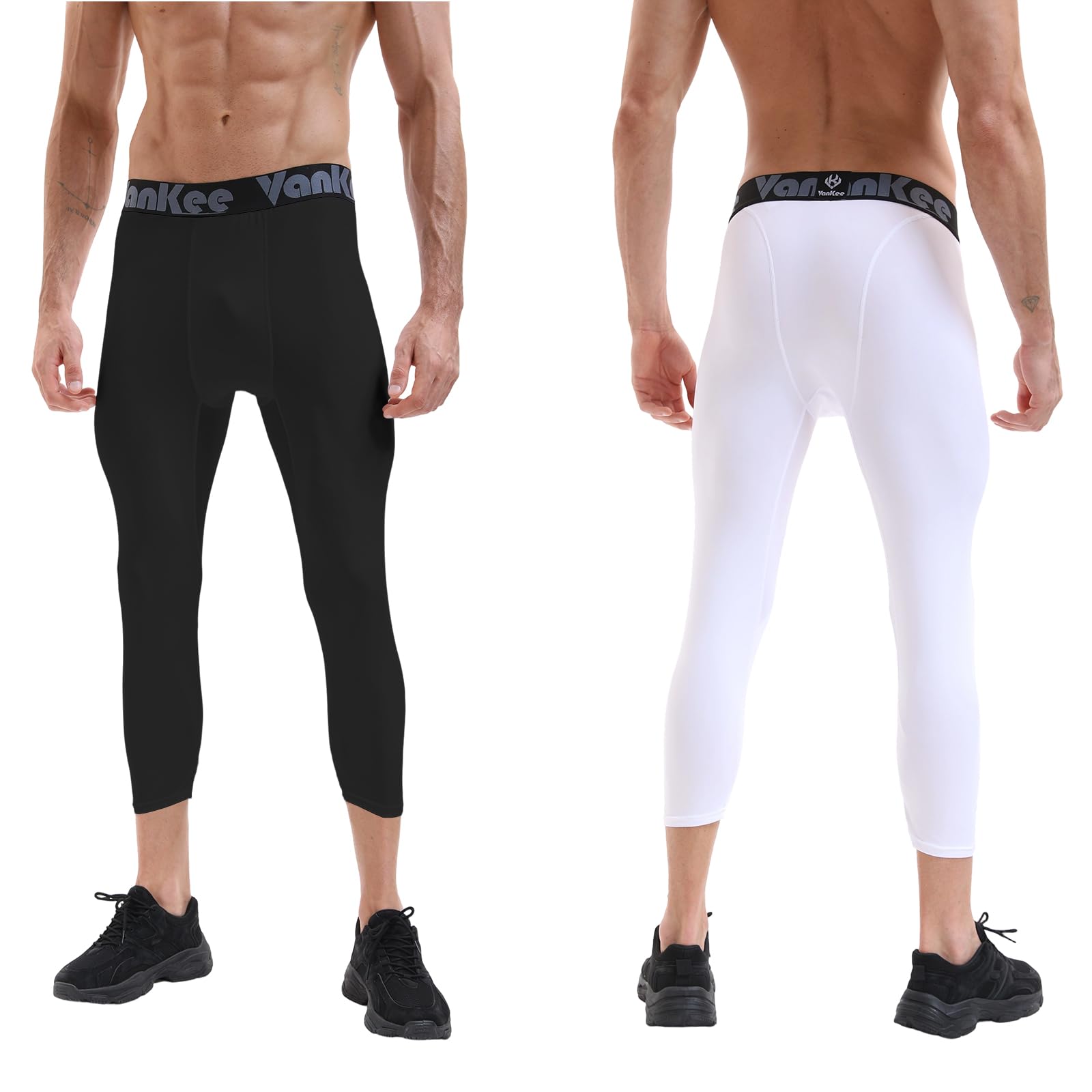 Pantalones de Hombre Compresión 3/4 Malla Transpirable Secado Rápido para Basketball Gym Fútbol