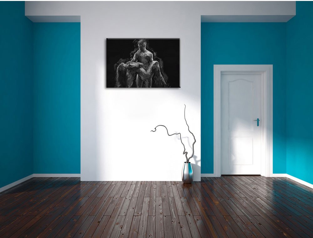 Pixxprint Nude sexy Paar Kunst Pinsel Effekt, Größe: 120x80cm, Leinwandbild, fertig gespannt, Wandbild, Dekoration, Kunstdruck, kein Poster