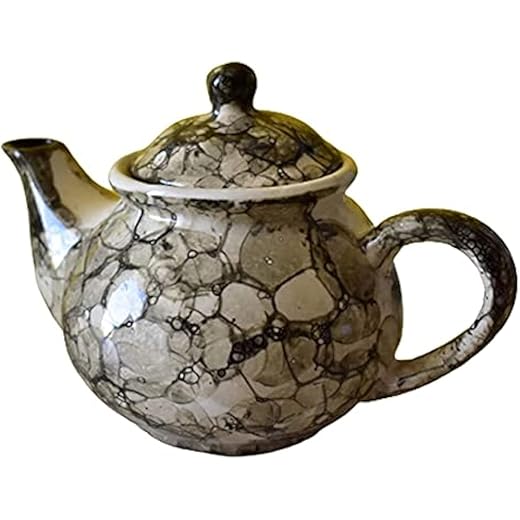KunhaR Ceramic Teapot - 1 Piece, Black-Luster, 400ml