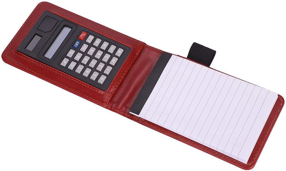 ITODA Quick Notes A7 Portable Notebook PU Leather Pocket Notepad Lined Journal Diary Writing Pad Compact Workbook Account Book Personal Planner Memo Pad with Calculator and Pen Insert