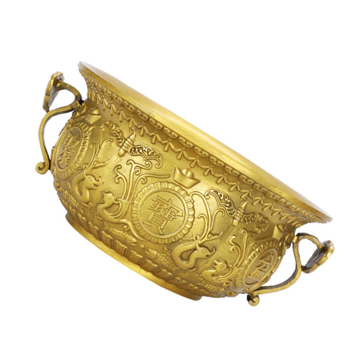Corne d'abondance decorative en cuivre pur 12 cm, accessoire maison et symbole richesse prosperite