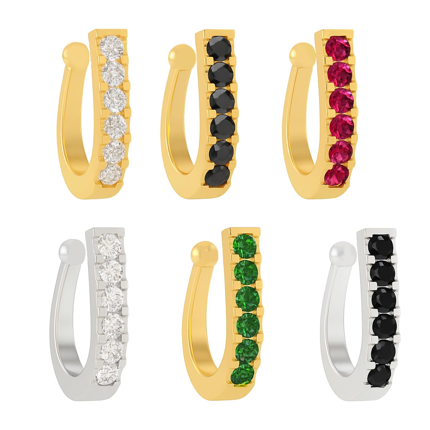 Fashions Nosepin without Piercing Clip on Pressing type Nath nose ring pin Stud for Women & Girls (nose ring without piercing)