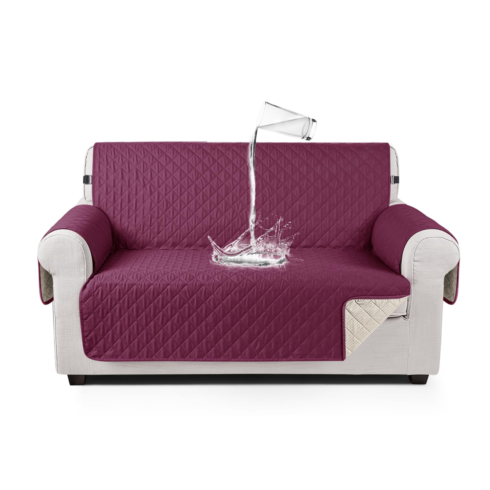 TAOCOCO Bankhoes, waterdicht, met elastiek, woonkamer, antislip, gevoerde bankbescherming voor huisdieren, katten, honden, spelende kinderen (lichtgrijs, 3-zits