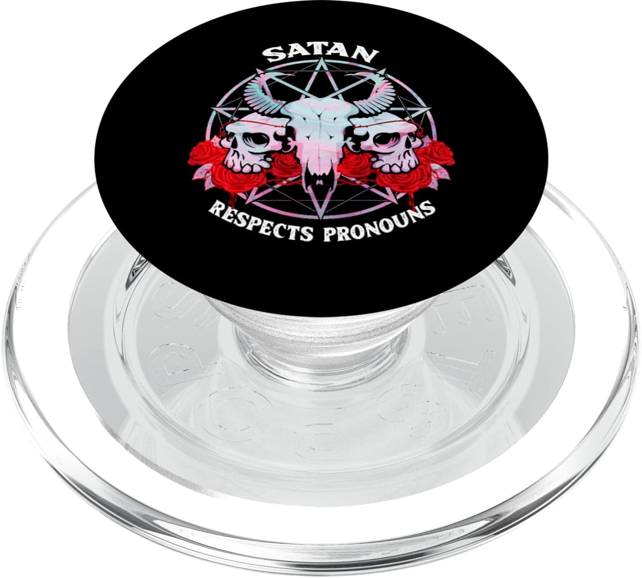 Satan Respects Pronouns Transgender Pentagram Trans PopSockets MagSafe PopGrip for iPhone