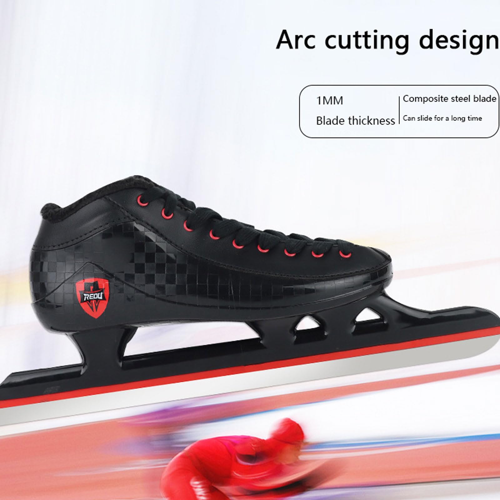 Pattini Ghiaccio Uomo,Scarpe da Pattinaggio di velocità,Calore e Comfort,Design Basso,per Una Presa SicuraAllacciate,Unisex - Che per Adulti，Ragazzi