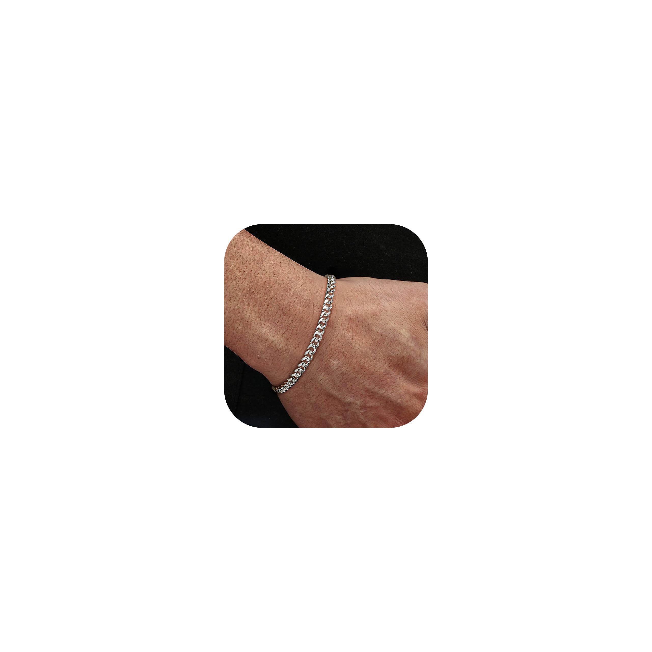 YADOCA Pulseras Hombre Pulsera de Plata de Ley 925 para Hombres Pulsera de Cadena de Eslabones Curvados Figaro Cubano 19/21 cm Joyería para Hombres Regalos para Papá Novio Esposo Hijo ClimeCo Certified