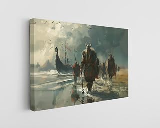 Painting of Viking Warriors Canvas Print, Modern Wall Art Decor for Home & Office