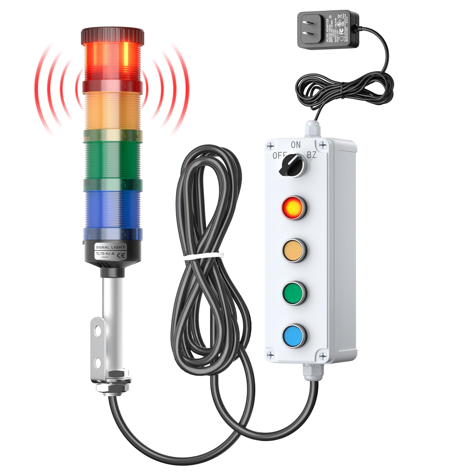 4 Stack Super Bright LED Andon Tower Light with Buzzer