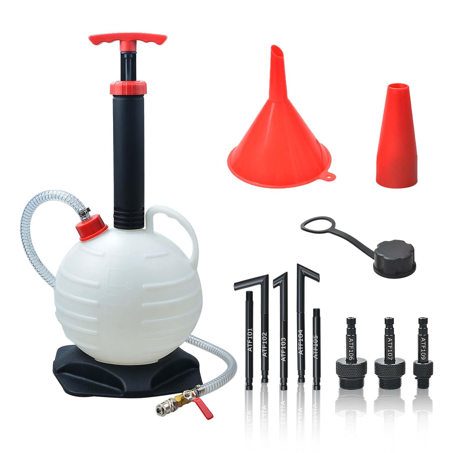 Bomba de líquido de transmisión de 6 litros; bomba de transferencia de fluido; bomba de aceite manual; herramienta de sistema de llenado de aceite con 8 adaptadores de llenado ATF