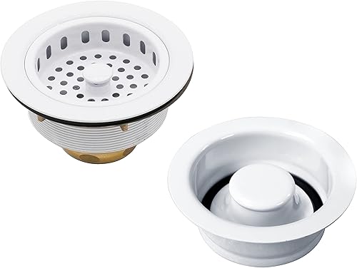 Westbrass A2165-50 - Colador grande de cesta de cocina de 4-14 pulgadas de diámetro exterior con brida de eliminación de residuos y tapón de