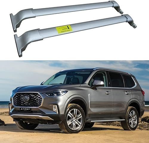 FTAPACCE Barra transversal de 2 piezas para Maxus D90 LDV D90 2017-2024, portaequipajes elevado, portaequipajes de aluminio, bloqueable (plata mate)
