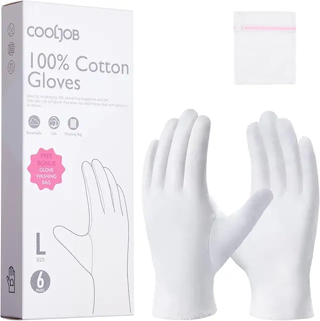 Lot de 6 paires de gants coton blancs hydratants pour hommes et femmes - Protection eczéma