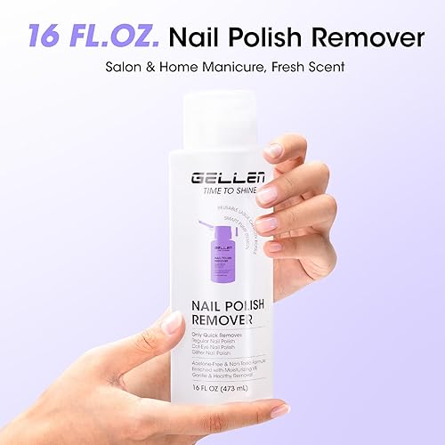 Miniatura 3 de Gellen Removedor de esmalte de uñas removedor de esmalte de uñas sin acetona de 16 onzas líquidas con cabezal de bomba, removedor de esmalte de uñas