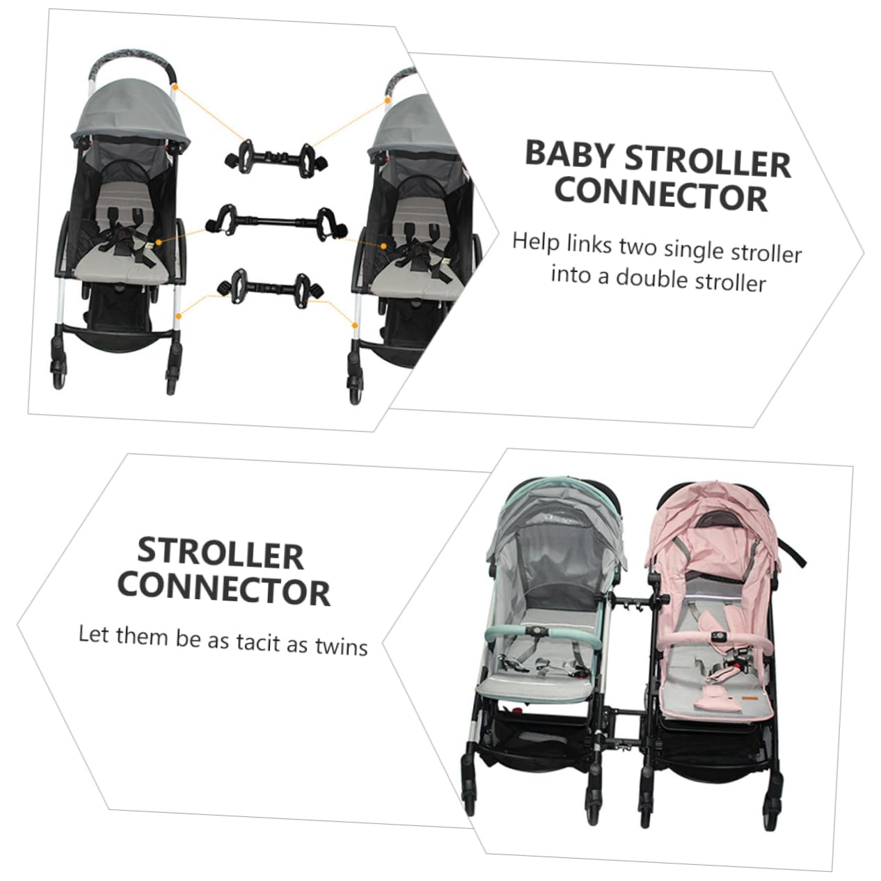 ibasenice Stroller Connector for Baby Stroller Connectors for Two to Lightweight