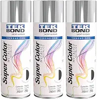 Kit 3 Tintas Spray Cromado Metálico Aerossol Tekbond 350ml/250g