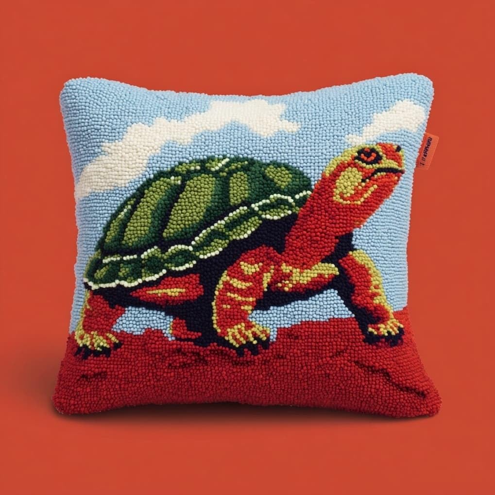 Axiangzik Cute Sea Turtle Latch Hook Pillow Making Kit 43X43cm,