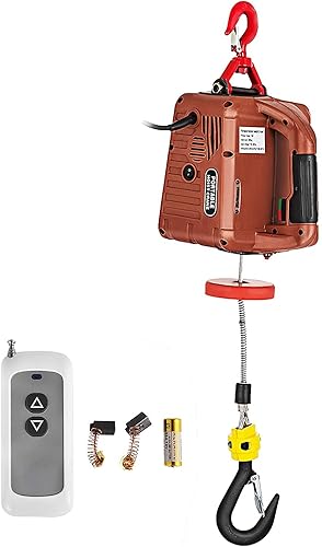 VEVOR Cabrestante de acero de aleación de 1100 libras elevación de 1100 libras elevación de 110 V elevador eléctrico de control remoto con cuerda de
