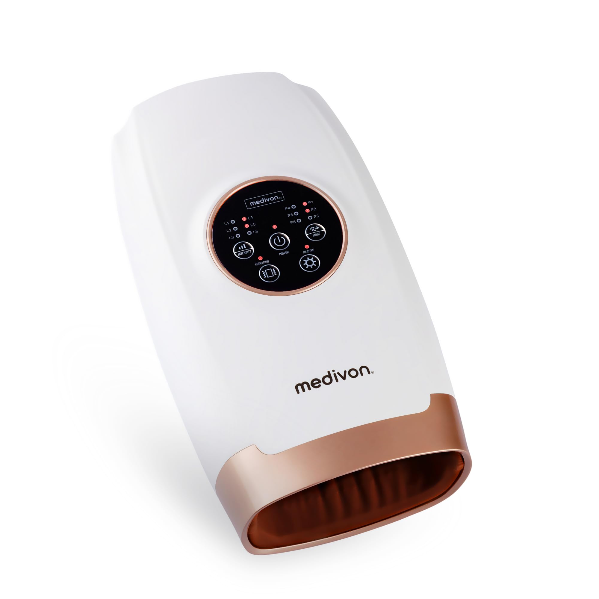 Medivon Massaggiatore manuale e massaggiatore per polso, agopressione, 6 programmi, 6 massaggi, funzione di riscaldamento senza fili, batteria integrata